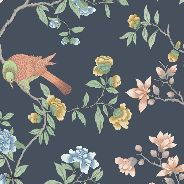 Aderyn-Little Greene-wallpaper-behang-Tapete-wallpaper-Hick's Blue-Rol-Selected Wallpapers