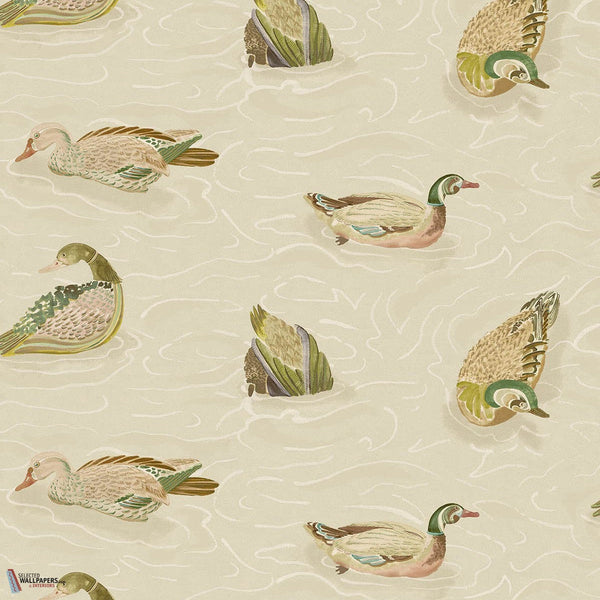 Duck Pond behang-Mulberry-wallpaper-tapete-Emerald/Stone-Rol-Selected-Wallpapers-Interiors