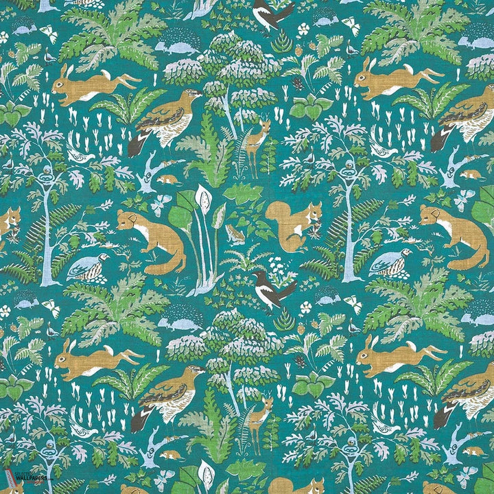 En Foret behang-Pierre Frey-wallpaper-tapete-Turquoise-Meter (M1)-Selected-Wallpapers-Interiors