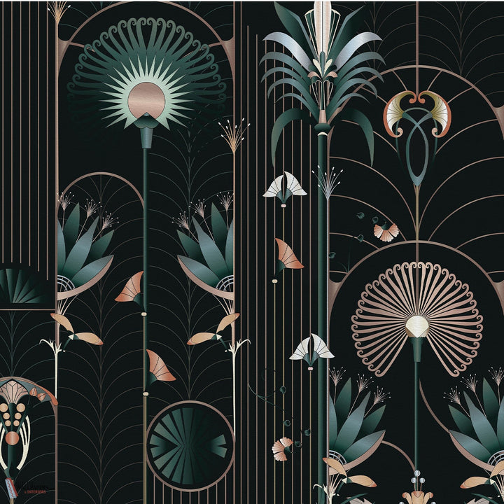 Floreal behang-Les Dominotiers-wallpaper-tapete-Noir-Non Woven 70 cm-Selected-Wallpapers-Interiors