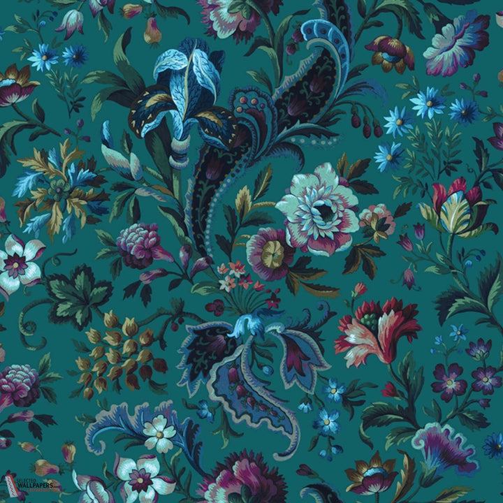 Florika Velvet stof-House of Hackney-fabric-Petrol-Meter (M1)-Selected-Wallpapers-Interiors