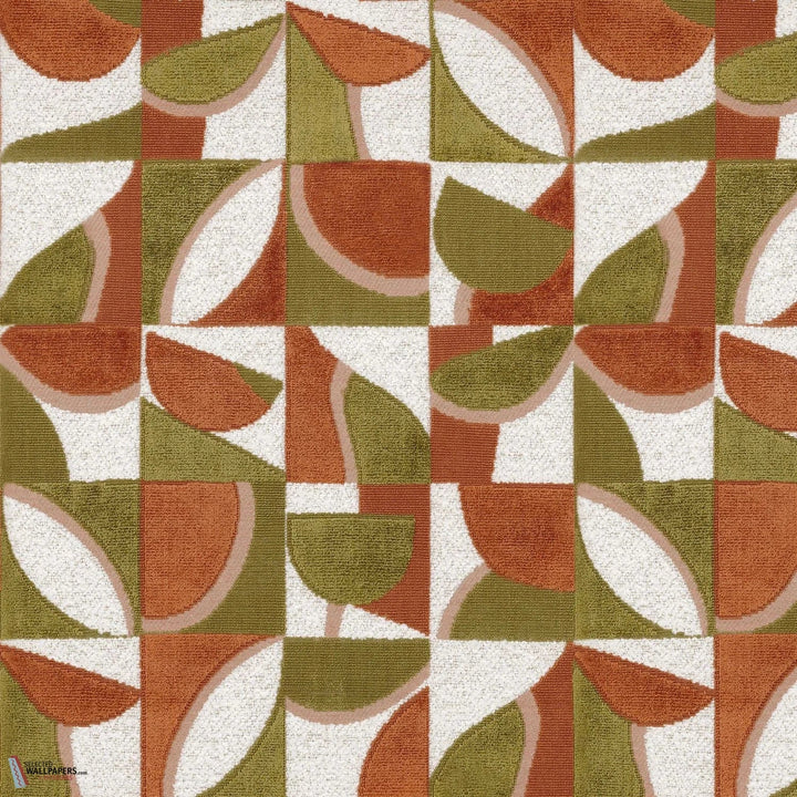 Impatient stof-Casamance-fabric-Terracotta/Olive-Meter (M1)-Selected-Wallpapers-Interiors