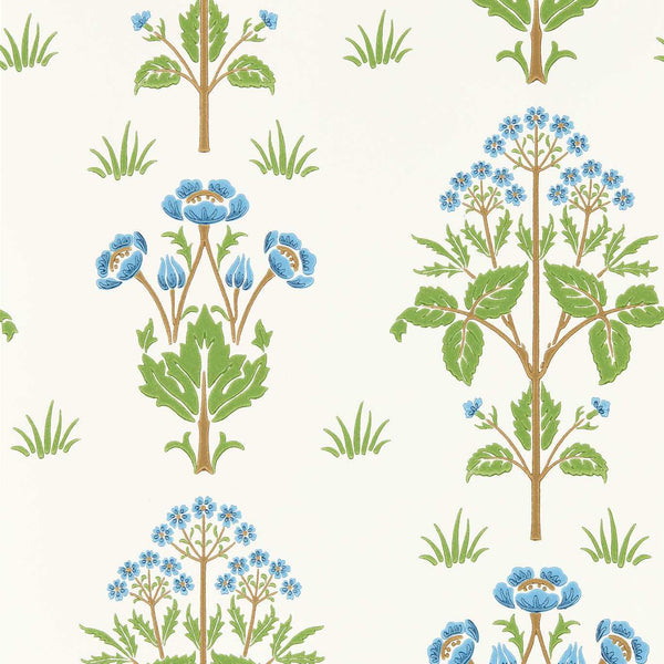 Meadow Sweet behang-behang-Morris & Co-Cobalt/Grass Green-Rol-Selected Wallpapers &amp; Interiors