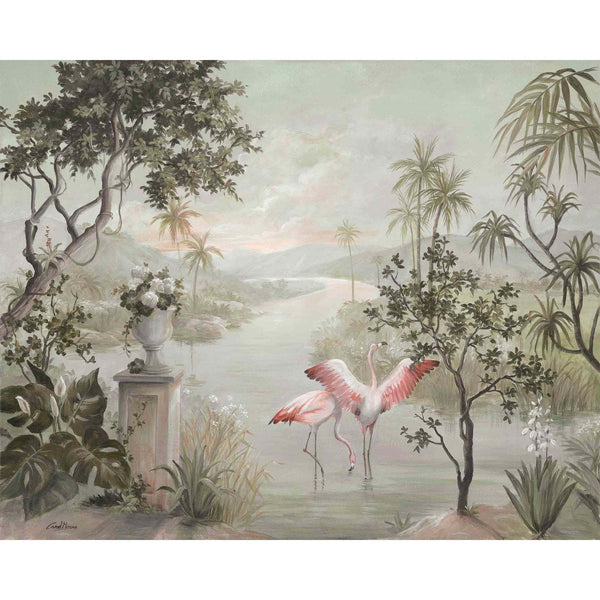 Paisaje Con Flamencos-Coordonne-behang-tapete-wallpaper-Nuevo Mundo-Vinyl-Selected-Wallpapers-Interiors