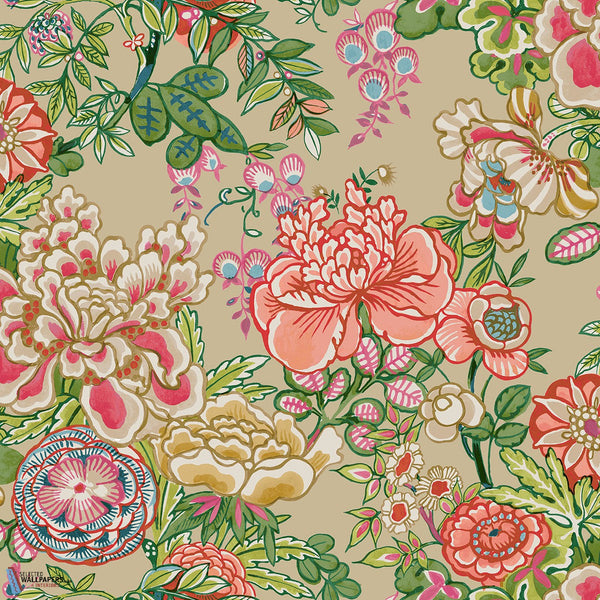 Peony Garden-Thibaut-Beige-Rol-Selected-Wallpapers-Interiors