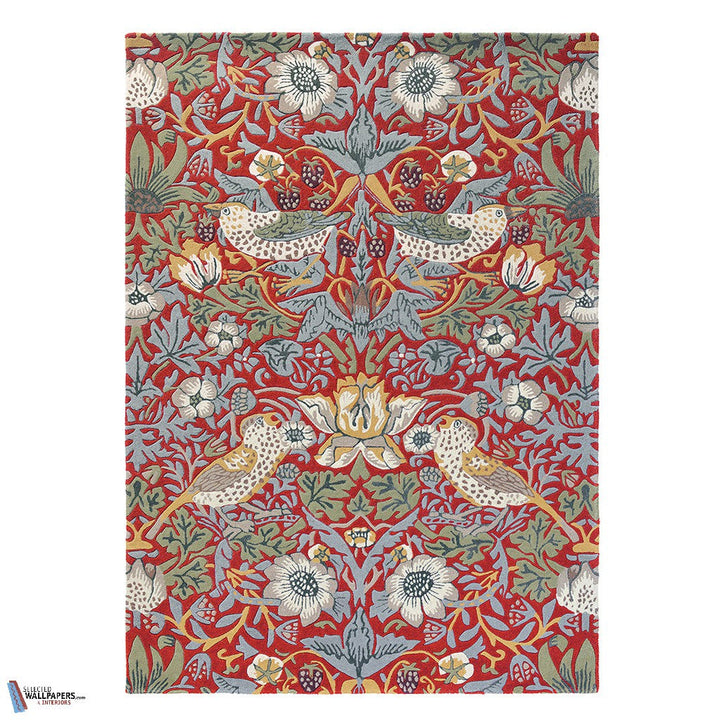 Strawberry Thief vloerkleed-Vloerkleed-Rug-Teppich-Morris & Co-Crimson-140 x 200 cm-027700140200-Selected Interiors