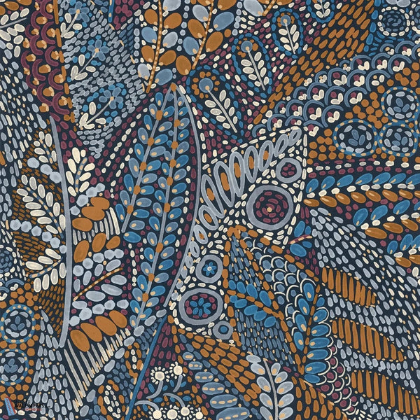 Talavera-Casamance-wallpaper-behang-Tapete-wallpaper-Marine/Ocre-Rol-Selected Wallpapers