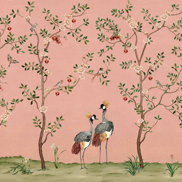 Crowned Crane behang-Behang-Coordonne-Rose-Non Woven-M2-Selected Wallpapers &amp; Interiors