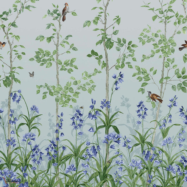 Bird & Bluebell-behang-Tapete-Little Greene-Celestial Blue-Rol-0263BICELES-Selected Wallpapers