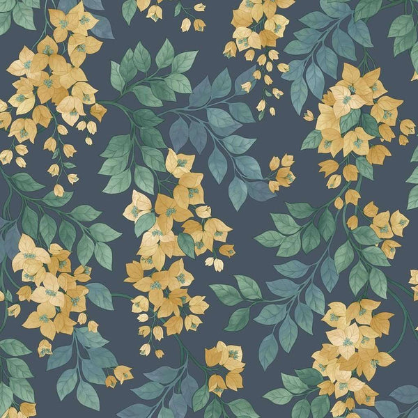 Bougainvillea-behang-Tapete-Cole & Son-Ochre & Petrol-Rol-117/6019-Selected Wallpapers