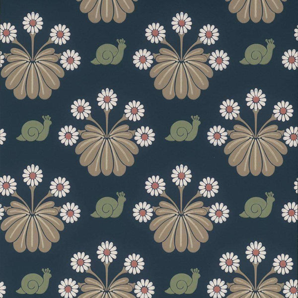 Burges Snail-Behang-Tapete-Little Greene-Dark Blue-Rol-0260BUDARK-Selected Wallpapers