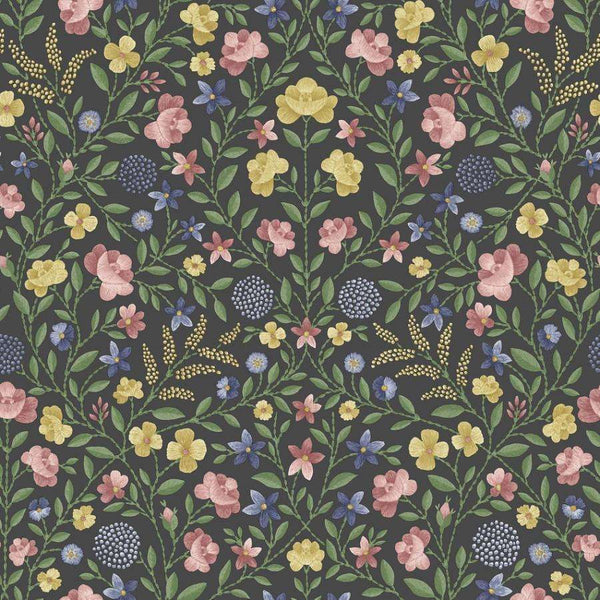 Court Embroidery-behang-Tapete-Cole & Son-Yellow, Rose & Hyacinth Blue-Rol-118/13030-Selected Wallpapers