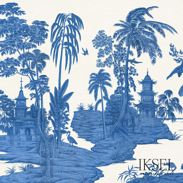 Exotic Chinoiserie Blue & White-behang-Iksel-Blue & White-225 cm-SC134_CS70-Selected Wallpapers