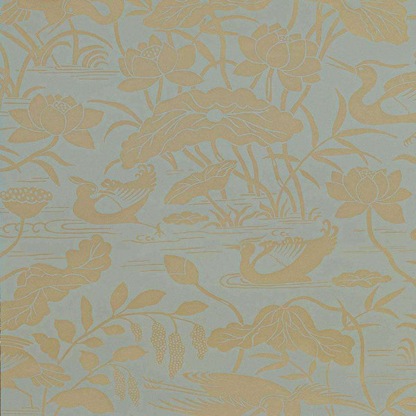 Heron & Lotus Flower-behang-Tapete-GP&J Baker-Eucalyptus-Rol-BW45089.5-Selected Wallpapers