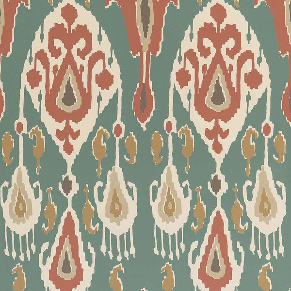 Ikat Bokhara-behang-Tapete-GP&J Baker-Teal-Rol-BW45090.4-Selected Wallpapers