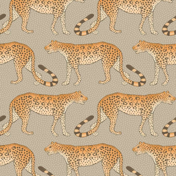 Leopard Walk-Behang-Tapete-Cole & Son-Orange on Linen-Rol-109/2010-Selected Wallpapers