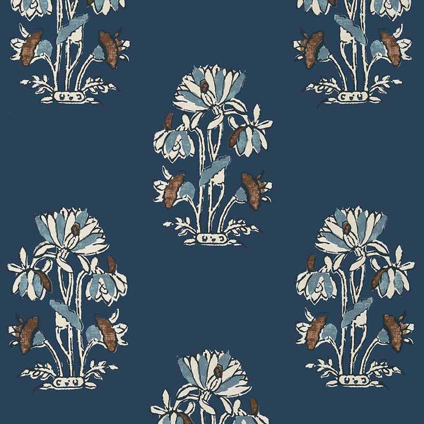 Lily Flower-Behang-Tapete-Thibaut-Navy-Rol-T13203-Selected Wallpapers