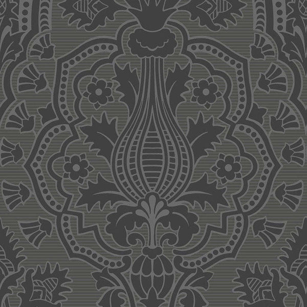 Pugin Palace Flock-behang-Tapete-Cole & Son-Charcoal-Rol-116/9035-Selected Wallpapers