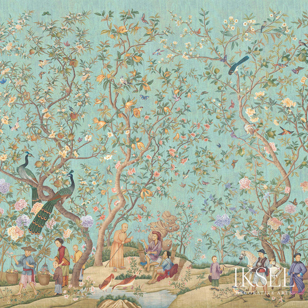 Qianlong Garden-behang-Iksel-Crackled Turquoise-225 cm-SC115_CS29-Selected Wallpapers