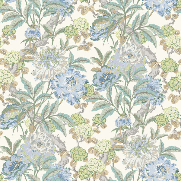 Summer Peony-Behang-Tapete-GP&J Baker-Aqua-Rol-BW45095.4-Selected Wallpapers