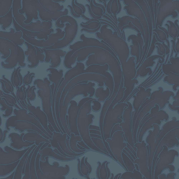 Tulip-Behang-Tapete-Little Greene-Blue Black-Rol-0260TUBLUE-Selected Wallpapers